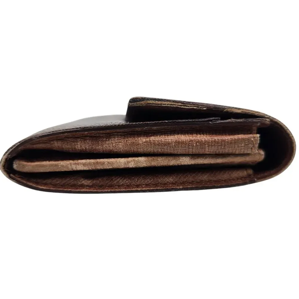 Louis Vuitton Brown Monogram Sarah Leather Long Snap Wallet Interior Zip Pocket